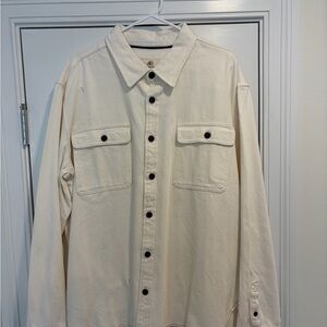 Surfside Supply White Button-Front Overshirt with Dark Buttons